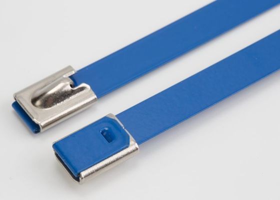 Cina Blue Color Epoxy Dilapisi Kabel Stainless Steel Mengikat Diri Mengunci Zip Ties pemasok