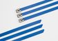 Blue Color Epoxy Dilapisi Kabel Stainless Steel Mengikat Diri Mengunci Zip Ties pemasok